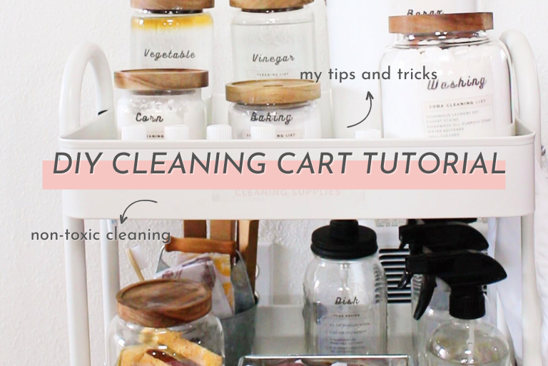 If you're wanting to make a diy cleaning cart to help you with your homemaking, I'm giving you all the info you need to know to organize your fave non-toxic cleaning products